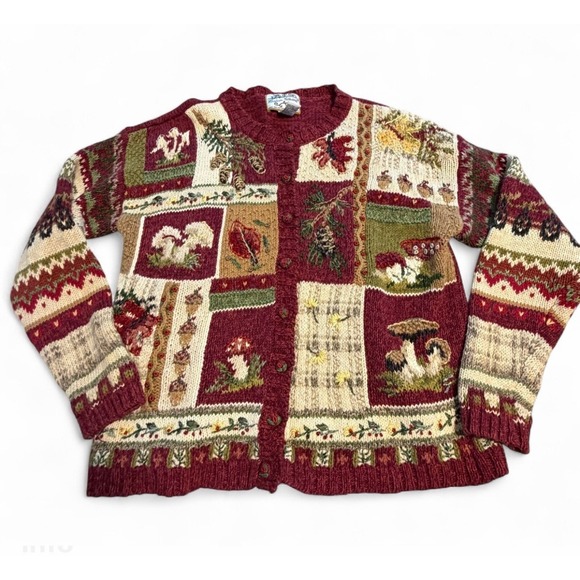 Heirloom Collectibles Sweaters - Vintage Heirloom Collectibles Woodland Cottagecore Cardigan Sweater XL 1999